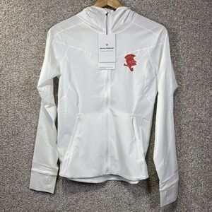 NWT Lululemon Mist Over Windbreaker Jacket Womens 6 White Hooded BSM Dance Team
